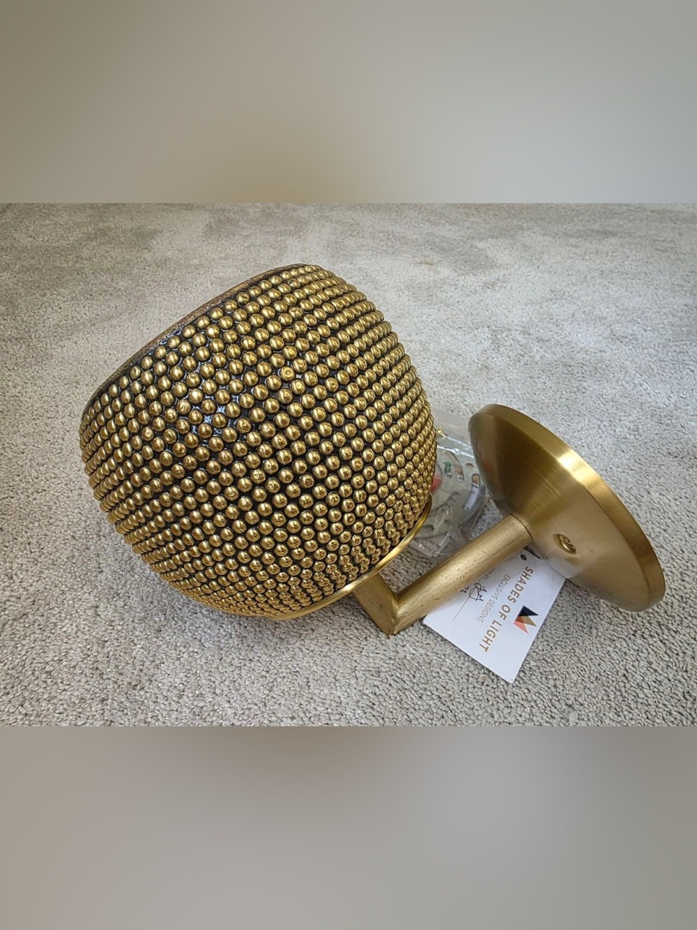 Shades of Light Studded Brass Sconce SC20084 Antique Brass $245 Retail